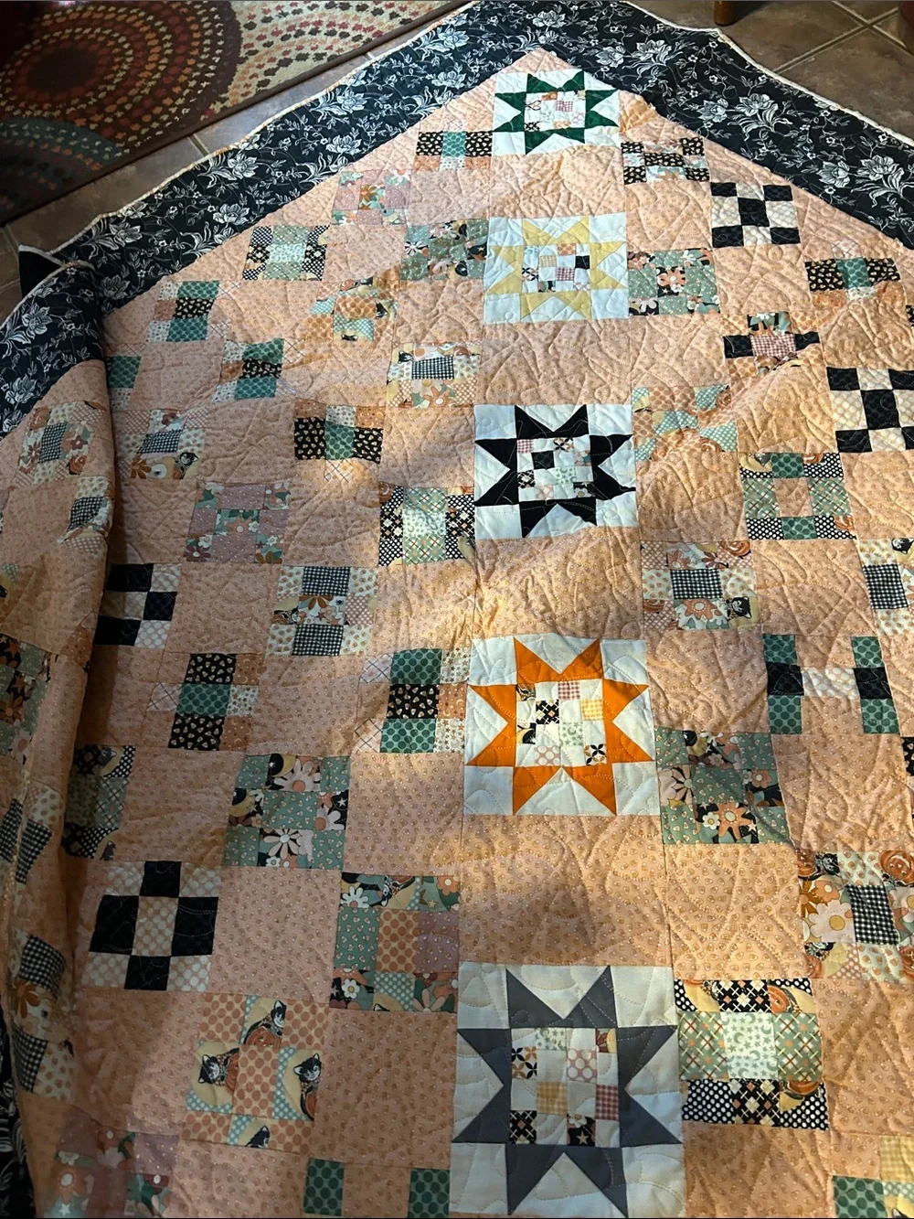 ONE OF A KIND -HANDCRAFTED Quilt CandyCorn Motif